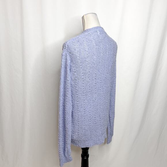 Compositions Vintage Crochet Knit Sweater Cardigan Periwinkle Women's 44 Preppy - Picture 6 of 9